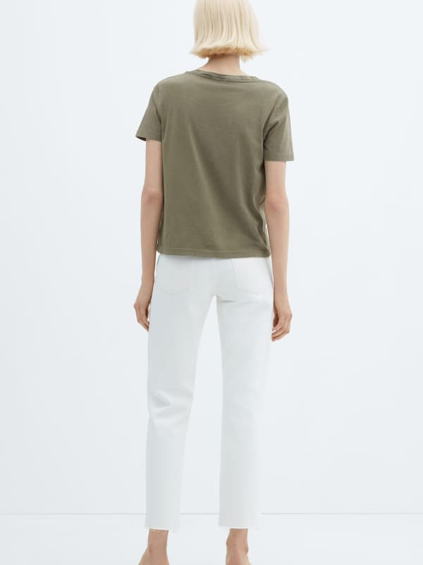 Camiseta de algodón con cuello en V