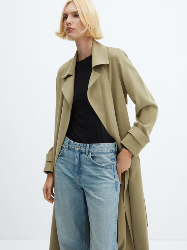 Abrigo de paño largo sin botones