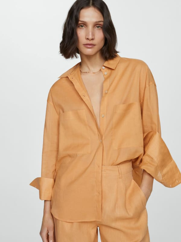 Ramie manga larga con bolsillos